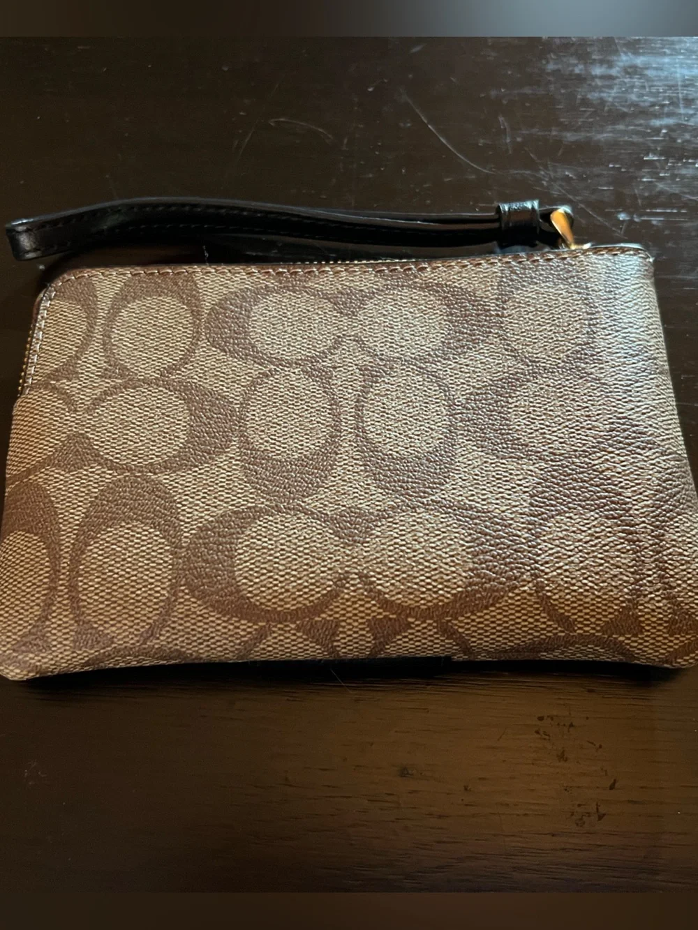 Coach Coated Canvas Corner Zip Wristlet
